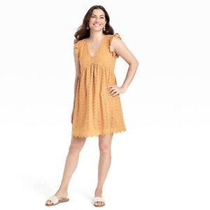 Knox Rose Mustard Yellow Short Sleeve Dress